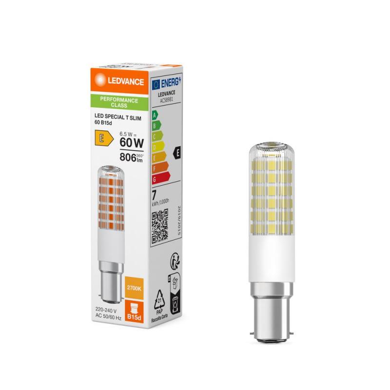 Ledvance B15d  LED Special T SLIM schlanke LED Lampe 2700K warmweiß 6,5W wie 60W